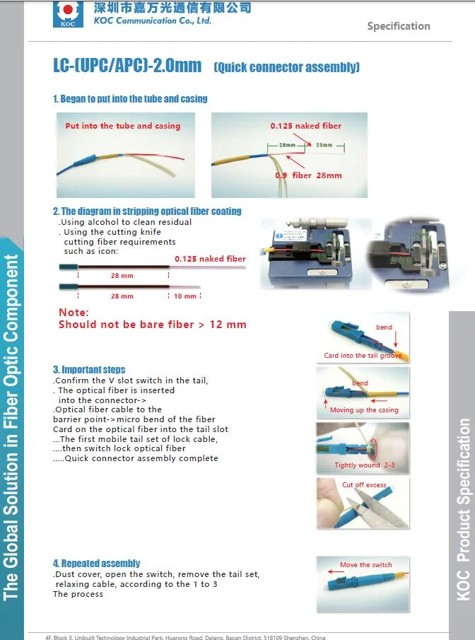 Fiber Optic LC Fast Install Connector