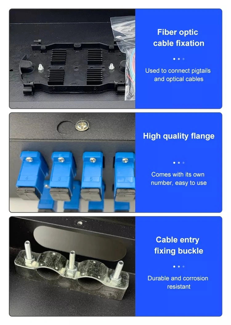 2u Black Color Telecom ODF Patch Panel 48 Port Optical Distribution Frame ODF 19 Inch 1u 96 Core LC Sc Rack Mounted MPO MTP Fiber Optic Patch Panel ODF