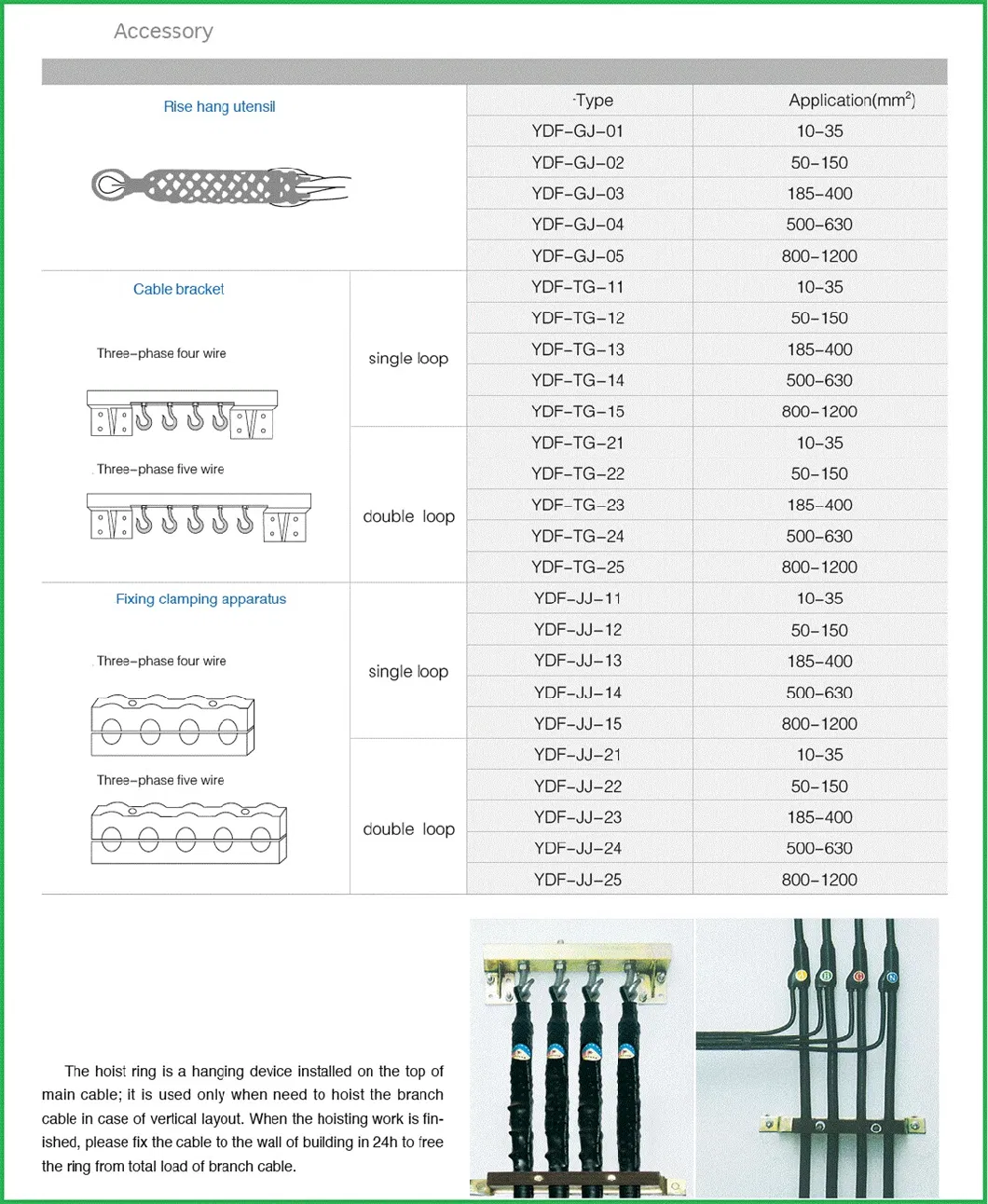 Ydf 0.6/1kv 61-1605A 10-1000mm&sup2; Waterproof Flame Retardant Single-Core Multi-Core Prefabricated Branch Power Cable Connection