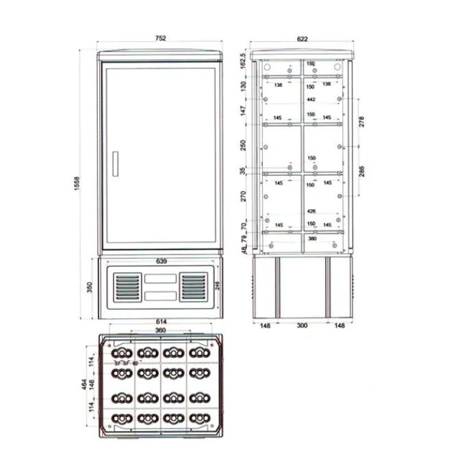 576 Core Fiber Optic Outdoor Street Cabinet Fiber Optic Cross Connection Cabinet with Cold Roll Steel Material