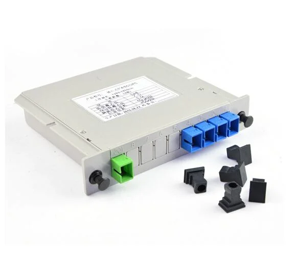 China Manufacturer PLC Splitter 1X4 with APC/Upc Connector 4 Way Fiber Optical Micro PLC Splitter