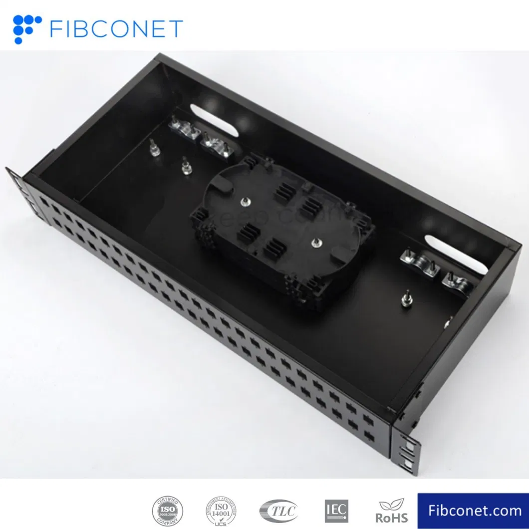 FTTH Fiber Optic ODF 2u Distribution Frame 19inch LC 48port Fiber Optical Patch Panel