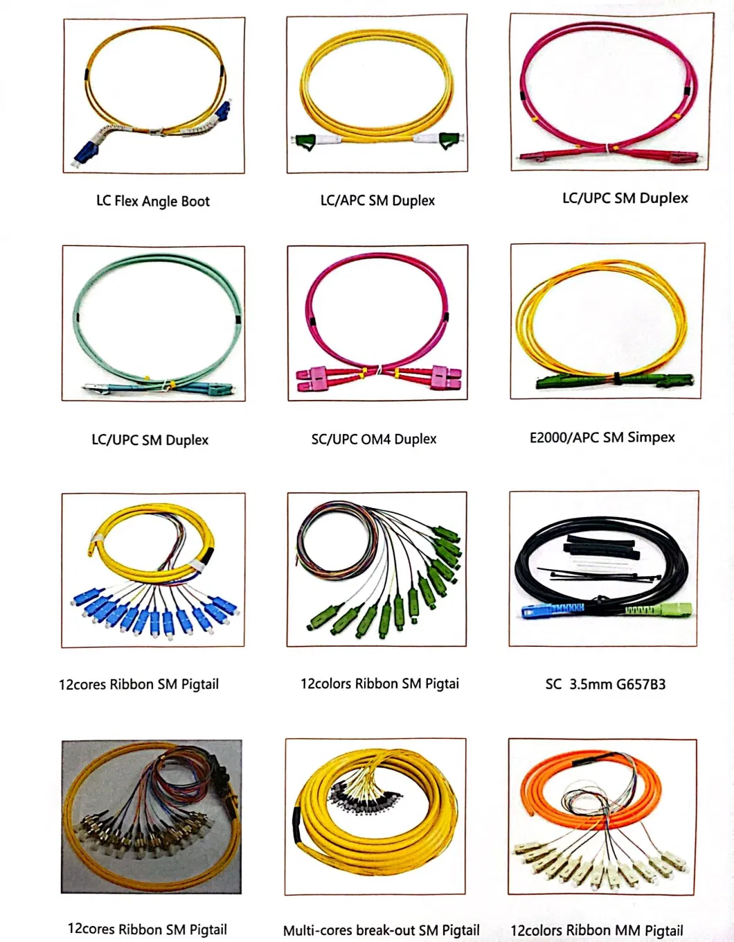 Sc Upc Om4 Duplex Fiber Optic Indoor Patch Cord/Jumper