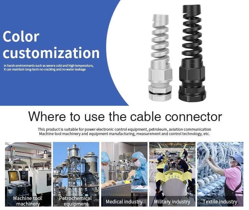 Nylon Spiral Strain Relief Cable Glands waterproof Nylon Cable