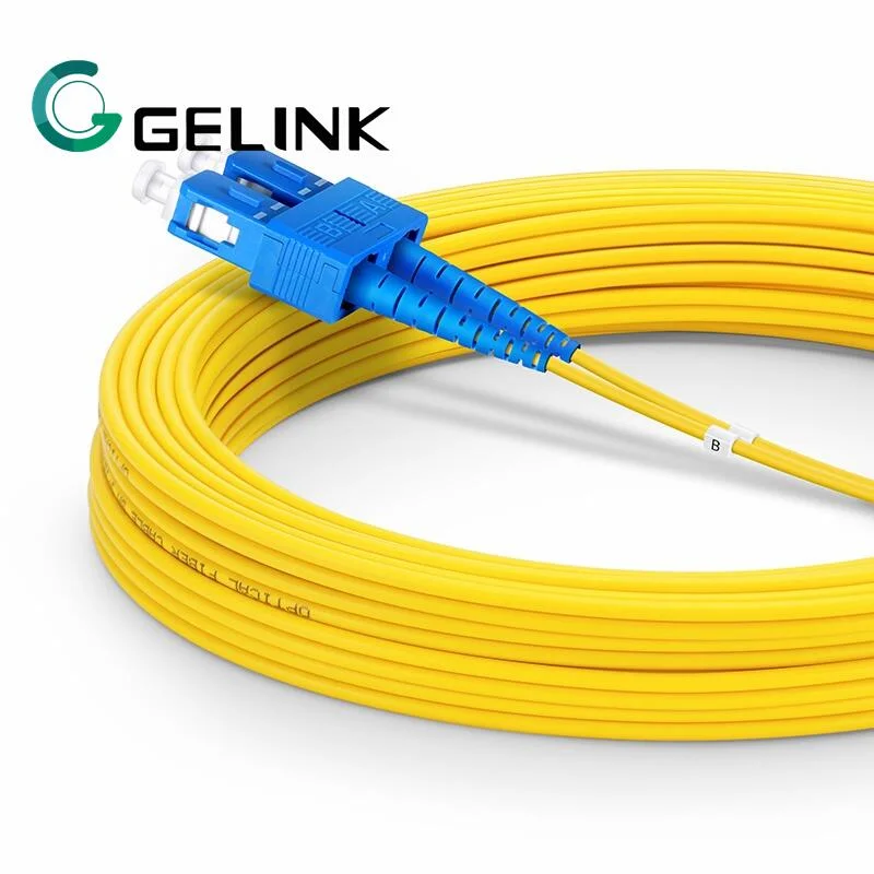 Indoor Fiber Optic Cable Connector LC/Upc-Sc/Upc Sm Dx 10m PVC/LSZH Yellow Patch Cord