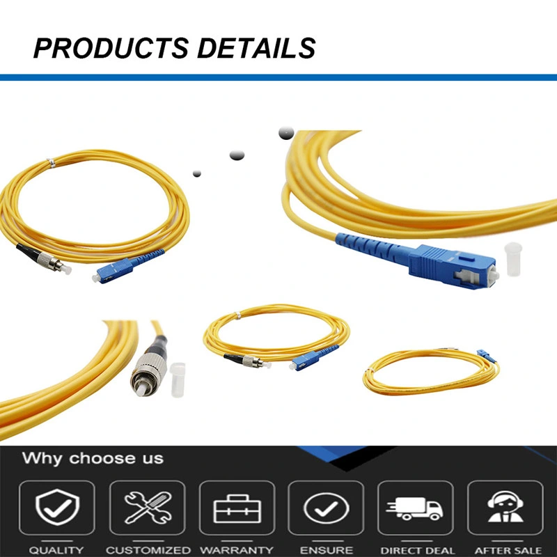 High Quality 2.0/ 3.0mm Single Mode Fiber Optic Patchcord with Sc FC LC Connector PVC G652D