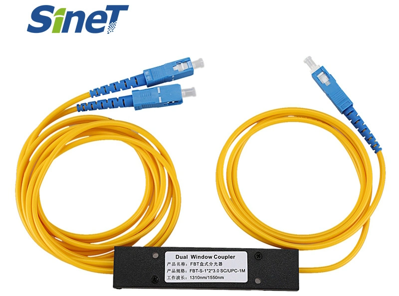 Fbt Tube Fiber Optic Splitter 1310/1550nm Dual Window Steel Type 1*2 Sc Yellow FTTH FTTB FTTX