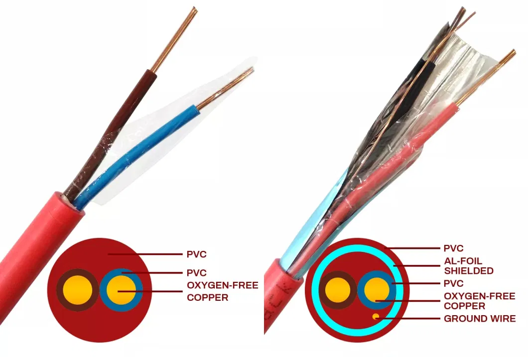 UL1424 Listed 2core 4core 12AWG 14AWG 16AWG 18AWG 22AWG 24AWG Stranded Security Fire Resistance Waterproof LSZH PVC Jacket Shielded/Unshielded Fire Alarm Cable