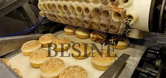 Full Automatic Continuouly Hamburger Bun Line Used Dough Divider Rounder 5 Outets