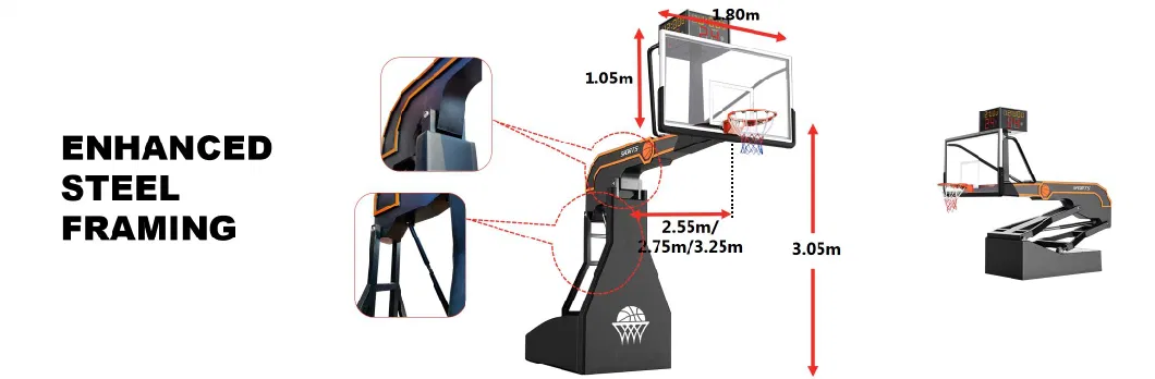 Electric Mobile Intelligent Telecontrol Hydraulic Basketball Hoop Hydraulic Basketball Stand Basketball Goal