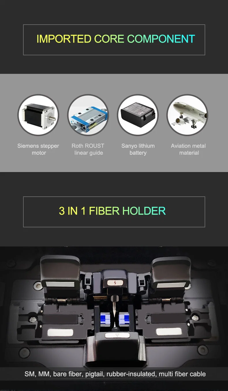 FTTH Ai-9 Automatic Intelligent Optical Fiber Fusion Splicer Fiber Optic Splicing Machine English and Spanish Language