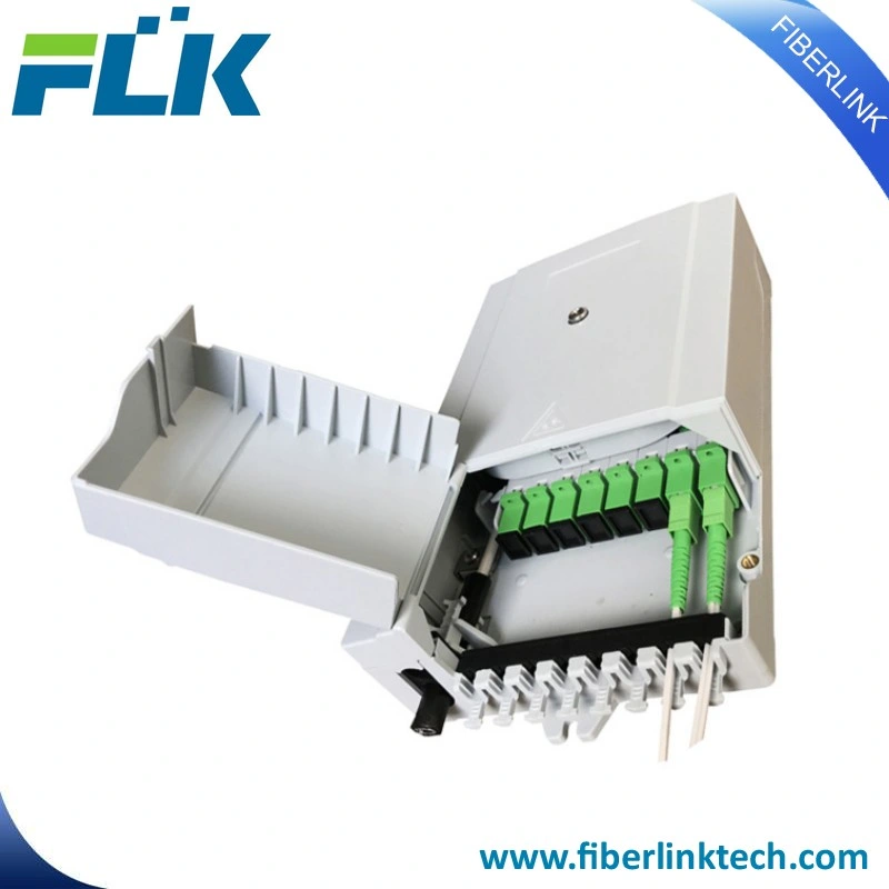Indoor 1X8 FTTH Ftb Fdb Atb Lockable Flip Cover Fiber Optical Cable 8 Core Distribution Box Fiber Access Terminal Box for FTTX Network System