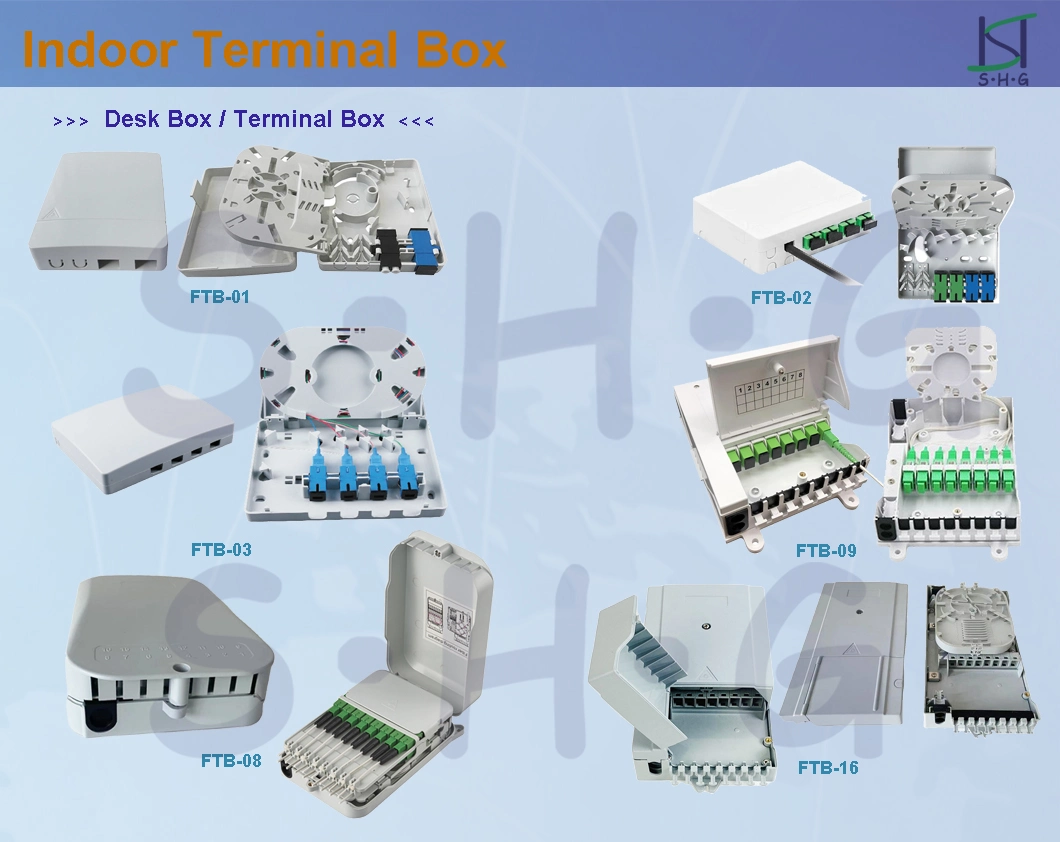 6 Splice Adapter FTTX FTTB FTTH Optical Distribution Fiber Optic Terminal Box (FTB-06)
