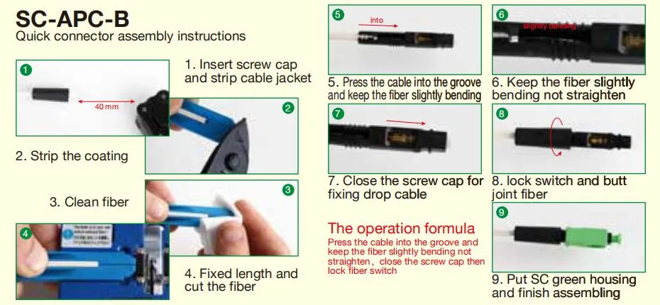 FTTH Sc APC Fiber Optical Fast Quick Cable Connector FTTX Sc Fiber Optic Mechanical Connector