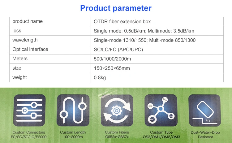 Sc/FC 1km OTDR Single Mode 9/125um Launch Cable Box 1000m Bare Fiber Launch Cable Box Fiber Optic Launch Cable