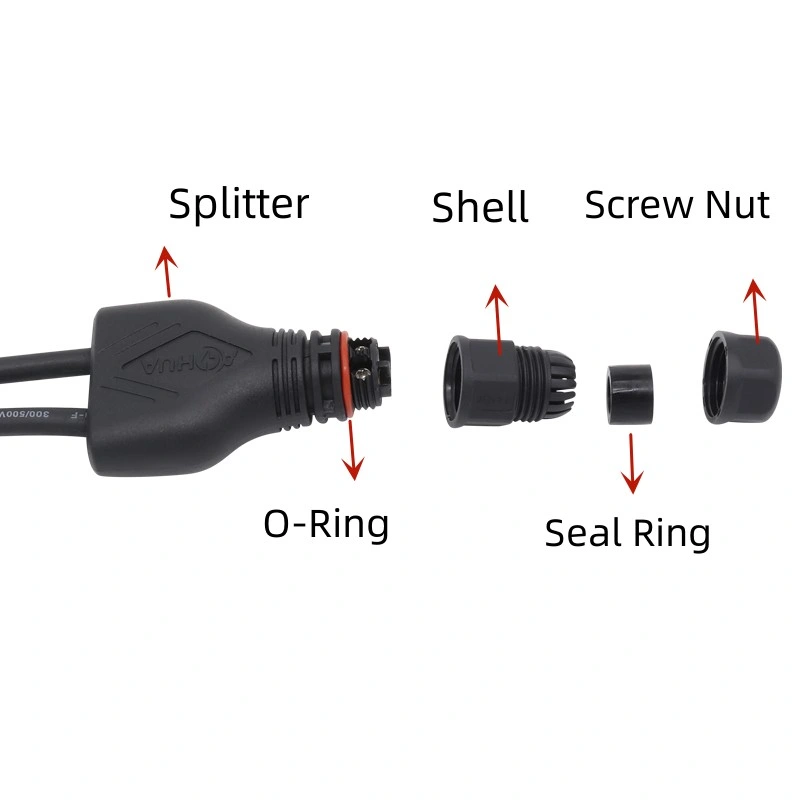 ODM Assembly Indoor Green House Lighting Connector Y Type Quick Push/Screw Fixing Splitter 1 in 2/3/4/5 Ways out Waterproof Connector for Plant Growth Lamp