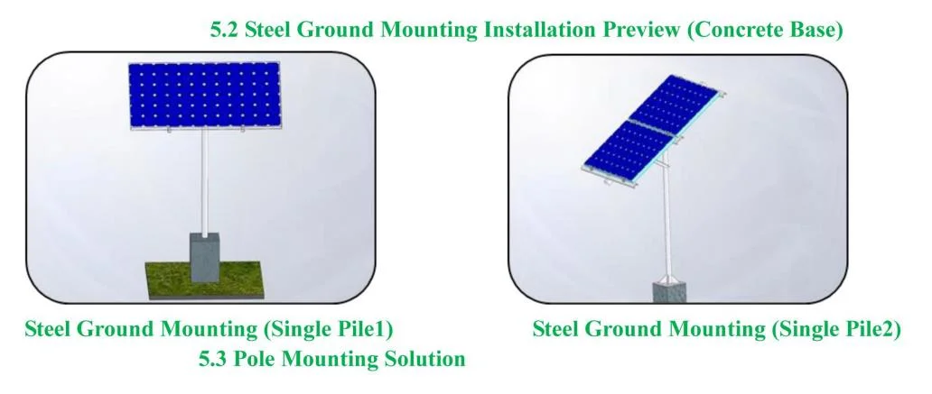 Solar Panel Adjustable Pole Frame Stand Mounting Galvanized Steel Mount Solar Racking Bracket