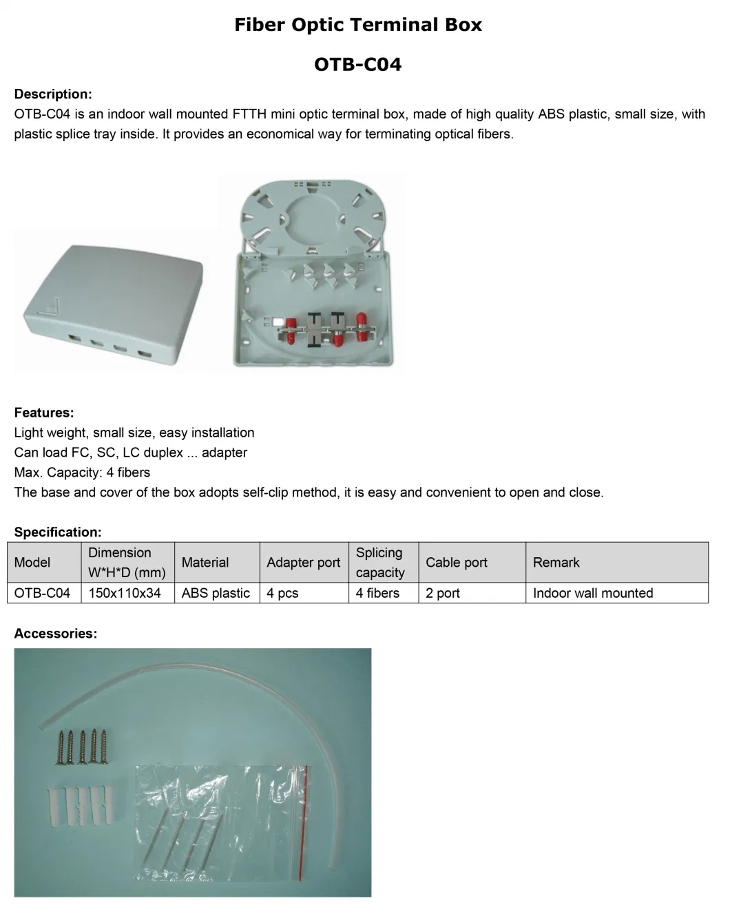 12 Fibers Outdoor Wall Mounted Fiber Optical Termination Box