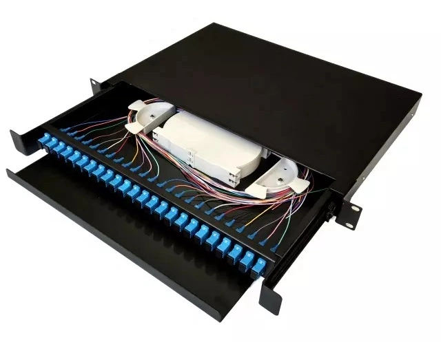 2u Black Color Telecom ODF Patch Panel 48 Port Optical Distribution Frame ODF 19 Inch 1u 96 Core LC Sc Rack Mounted MPO MTP Fiber Optic Patch Panel ODF