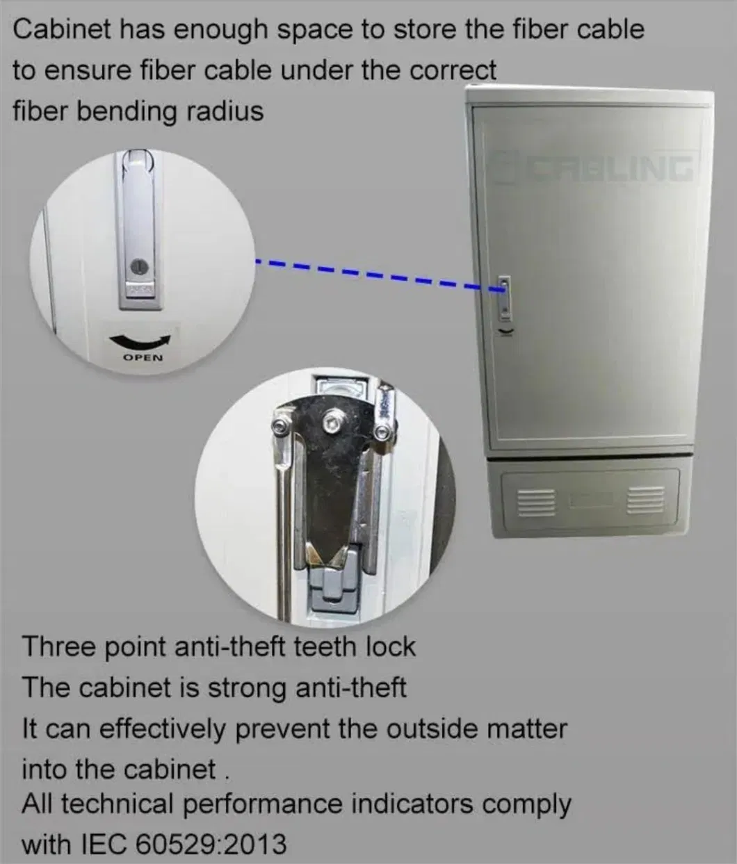 Gcabling Communication Optical Distribution Equipment 22u 19inch IP65 Waterproof Fiber Optic Outdoor Telecom Cabinet