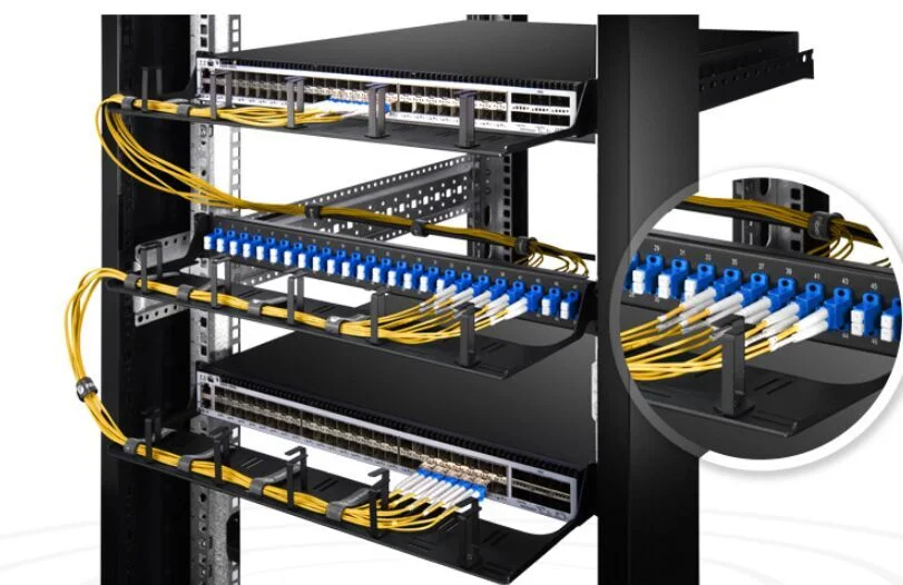 2u Black Color Telecom ODF Patch Panel 48 Port Optical Distribution Frame ODF 19 Inch 1u 96 Core LC Sc Rack Mounted MPO MTP Fiber Optic Patch Panel ODF