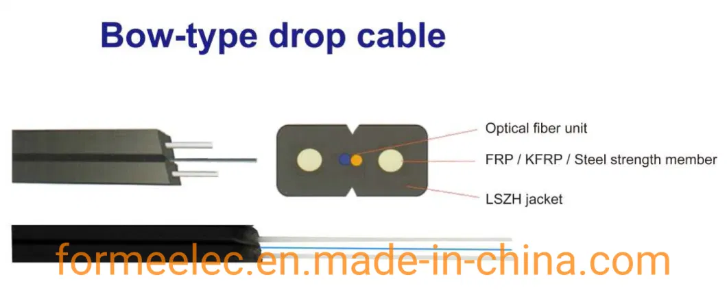 Optical Fiber Cable Indoor FTTH Drop Cable 1 Core Fiber Optic Cable
