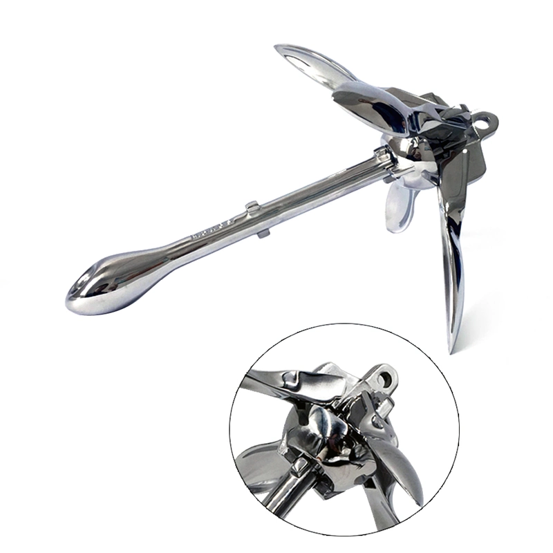 Stainless Steel 316 Folding Grapnel Boat Anchor Collapsible Spike Hook Boating Accessories for Kayaks, Canoes, Paddle Boards