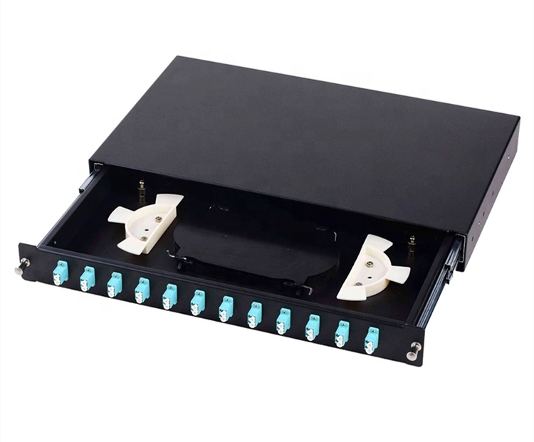 FTTH Fiber Optic Patch Panel LC Duplex 24 Port ODF Distribution Frame with Adapter