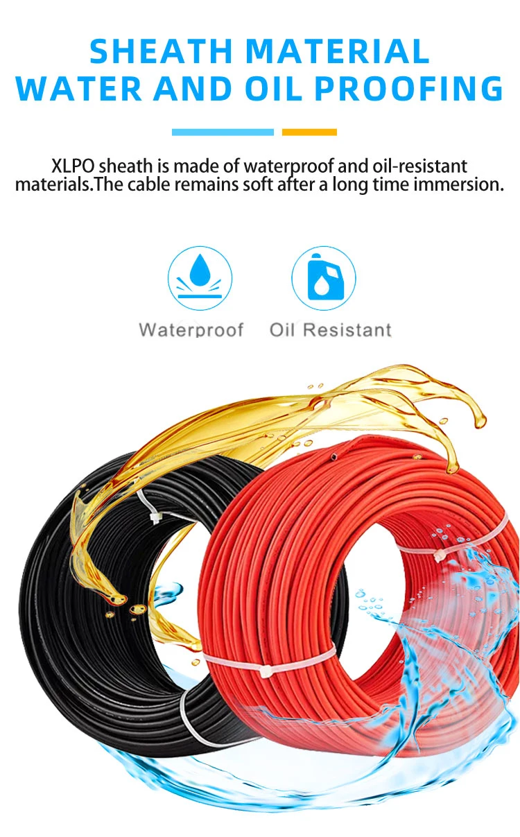 Flame Retardant Xlpo Tinned Copper DC Solar Photovoltaic PV Cable 4mm 6mm 10mm Waterproof Electric Power Solar Cable