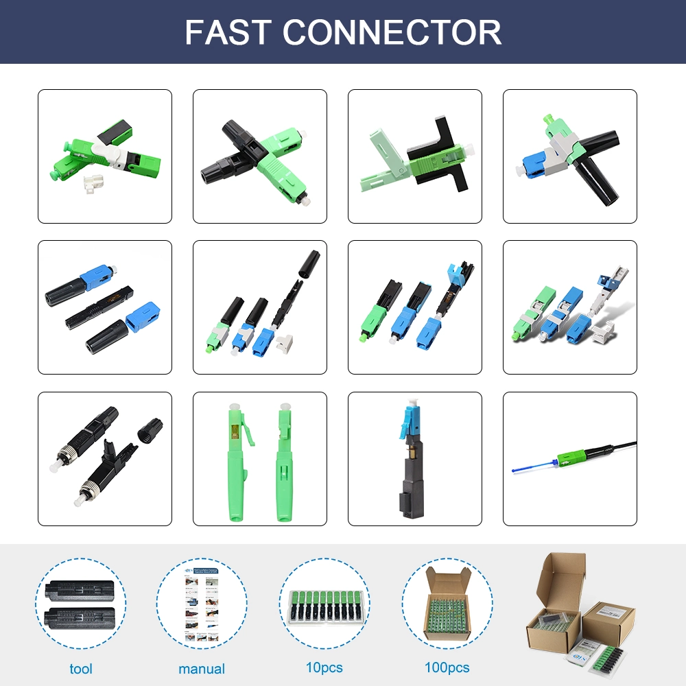 Fiber Optic Fast Connector Sc APC Upc Quick Connector for FTTH Drop Cable Field Termination