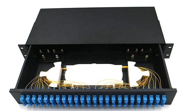 Sliding Fiber Optic Patch Panel 19&prime; &prime; 1u ODF Rack 24 48 96 144 Port Optical Distribution Frame Distribution Terminal Box