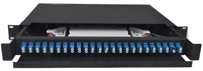 Sliding Fiber Optic Patch Panel 19&prime; &prime; 1u ODF Rack 24 48 96 144 Port Optical Distribution Frame Distribution Terminal Box