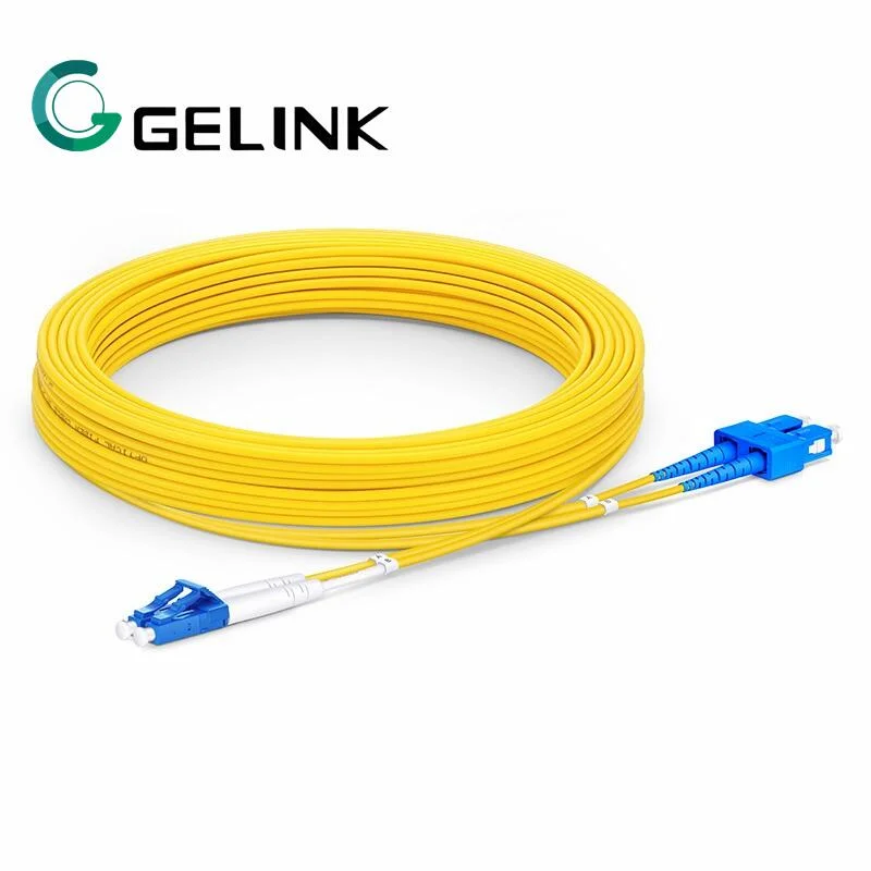 Indoor Fiber Optic Cable Connector LC/Upc-Sc/Upc Sm Dx 10m PVC/LSZH Yellow Patch Cord