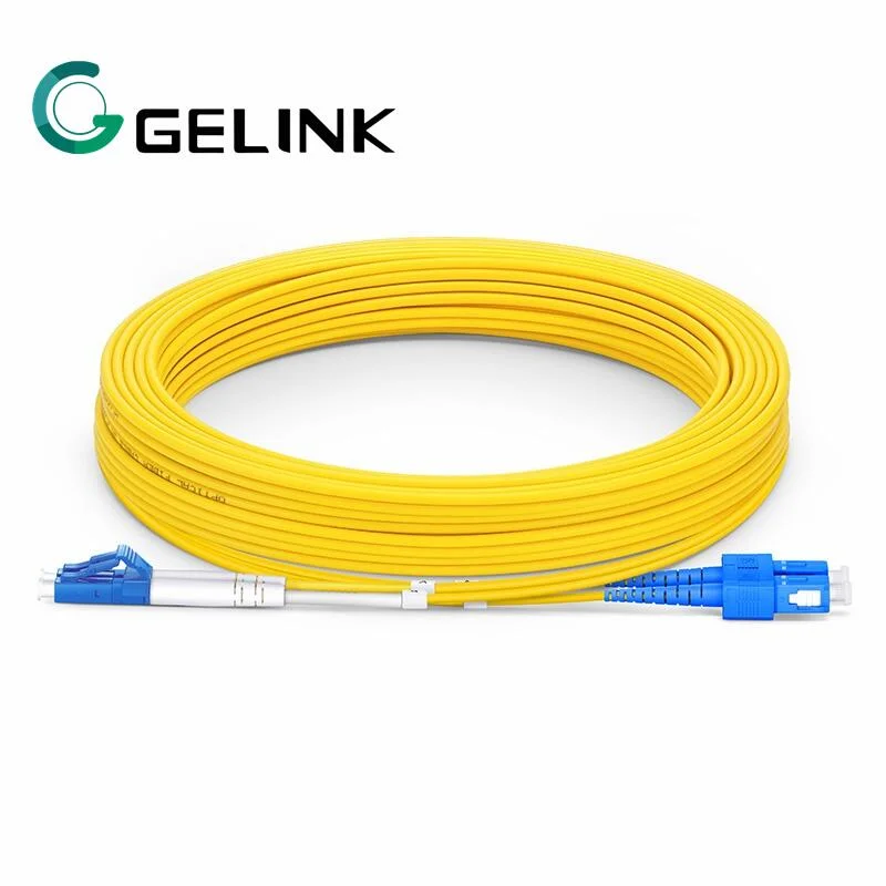 Indoor Fiber Optic Cable Connector LC/Upc-Sc/Upc Sm Dx 10m PVC/LSZH Yellow Patch Cord