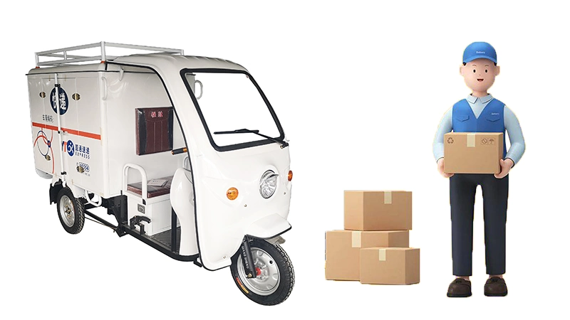 Postall Staff Electric Tricycles Three-Wheelers with Cargo Box