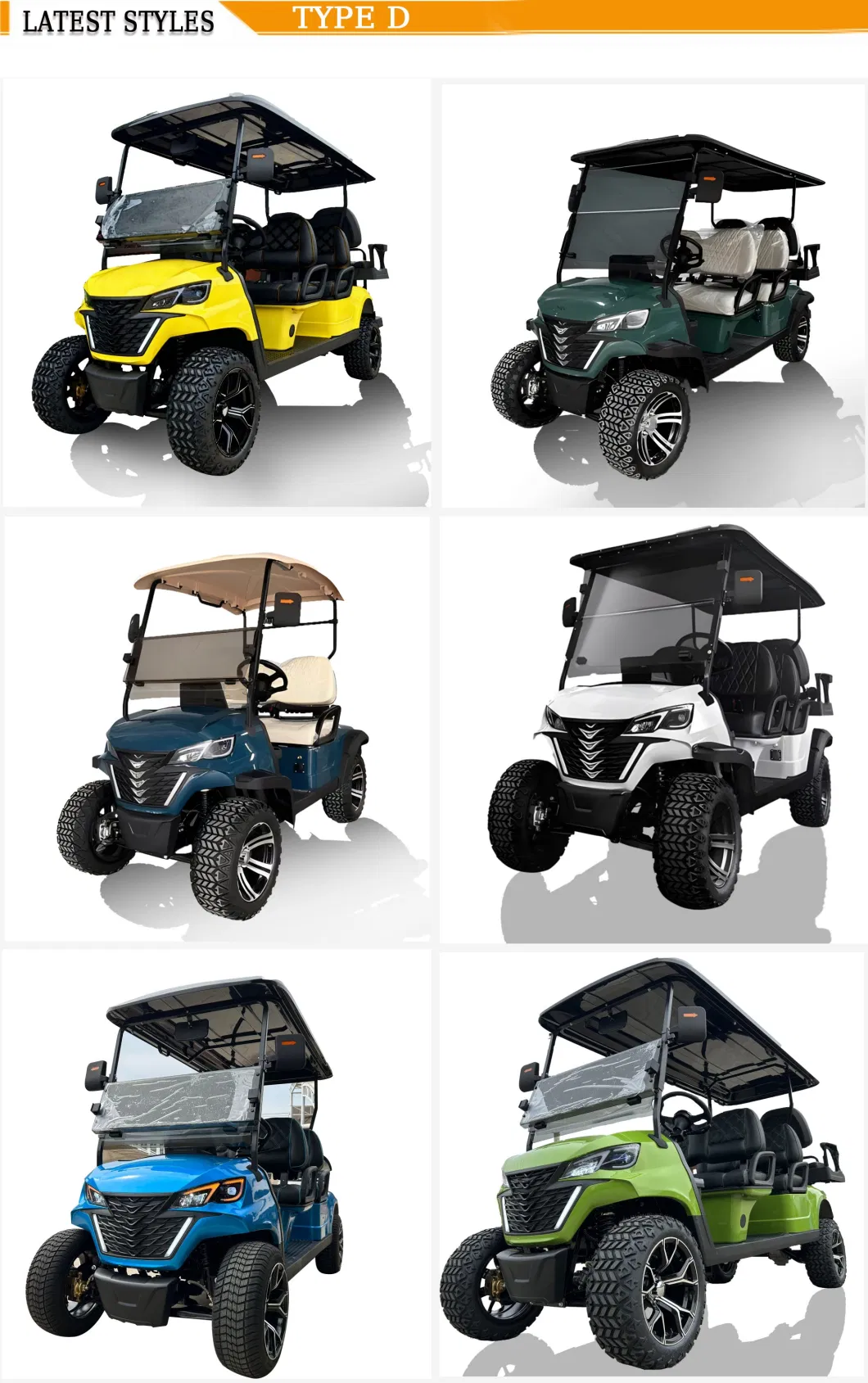 Factory Direct Sales Golf Cart With72V Electric Hunting Car All-Terrain off-Road Vehicle 0 Output Self-Stop Independent Suspension New Design