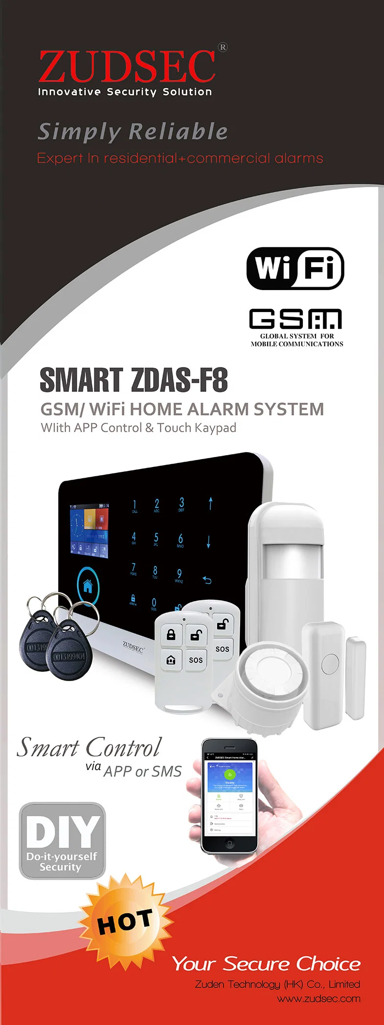 Voice Prompt WiFi House 2g/4G GSM Wireless Intruder Burglar Home Security Alarm with APP Control
