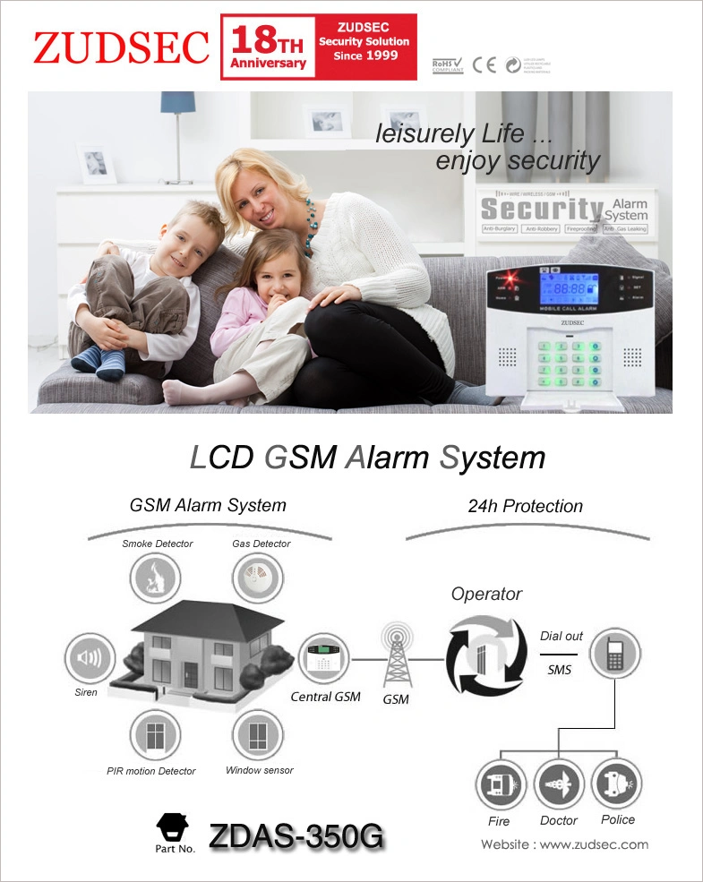 Voice Prompt WiFi House 2g/4G GSM Wireless Intruder Burglar Home Security Alarm with APP Control