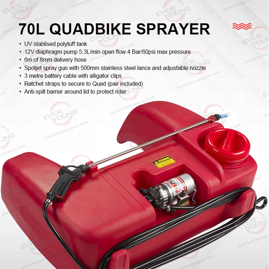 70L UV Stabilized Baffled Polytuff ATV Electric Sprayer for Agricultural