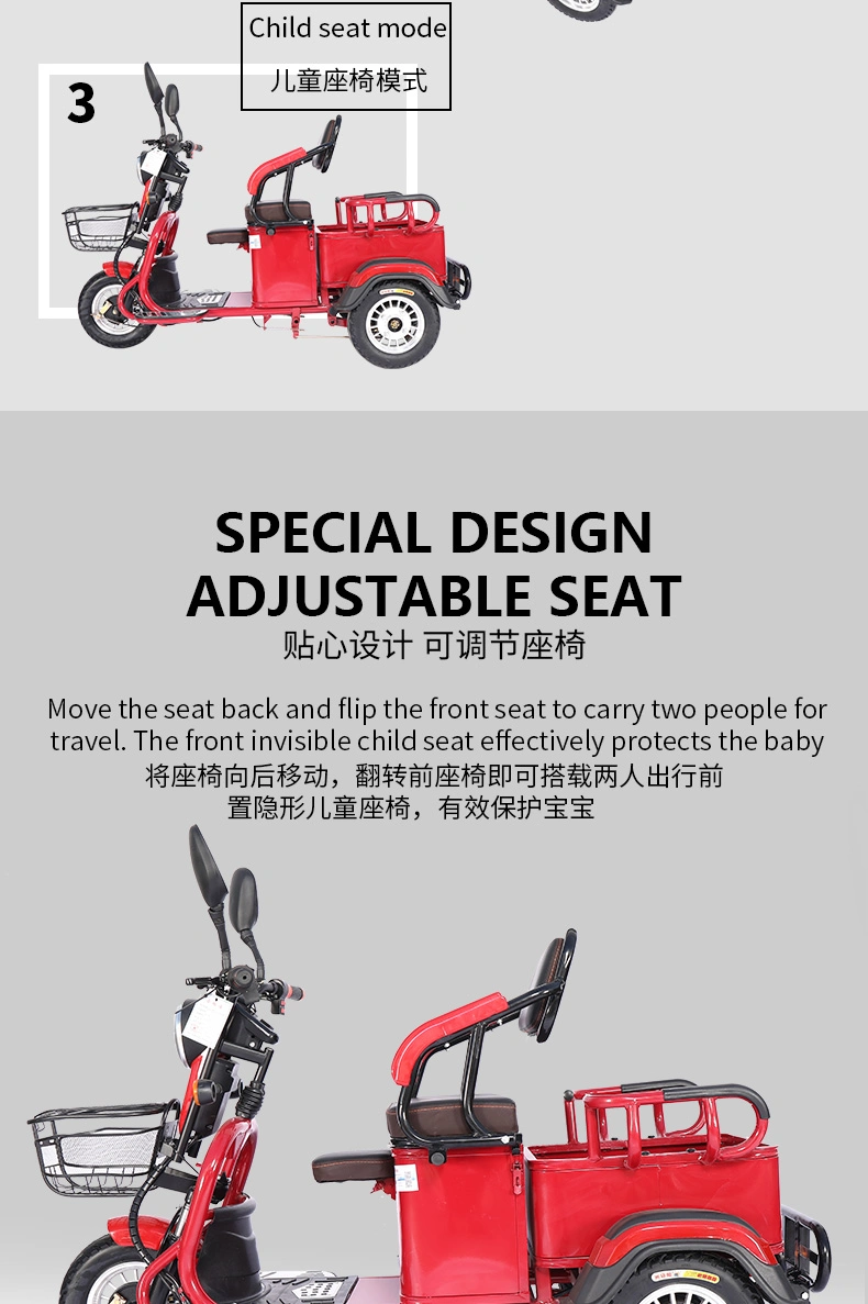 Open Electric Tricycle Electric 3 Wheelers with Big Rear Cargo Box