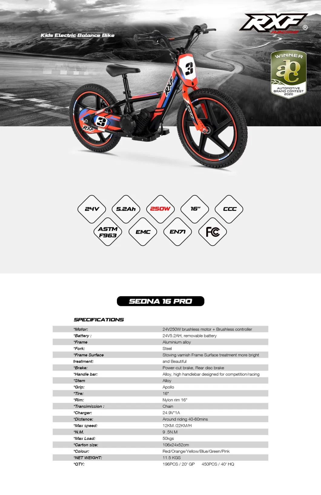 Apollo Children Bike Mini Bike 250W Kids Electric Bike Kids Cross Bike Electric Balance Bike Electric Bicycle