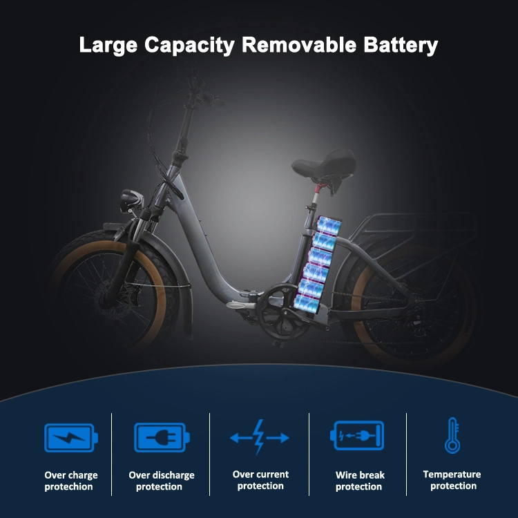 750W Quad City Foldable off-Road Fat Electric Folding Bicycle with Aluminum Alloy Farme