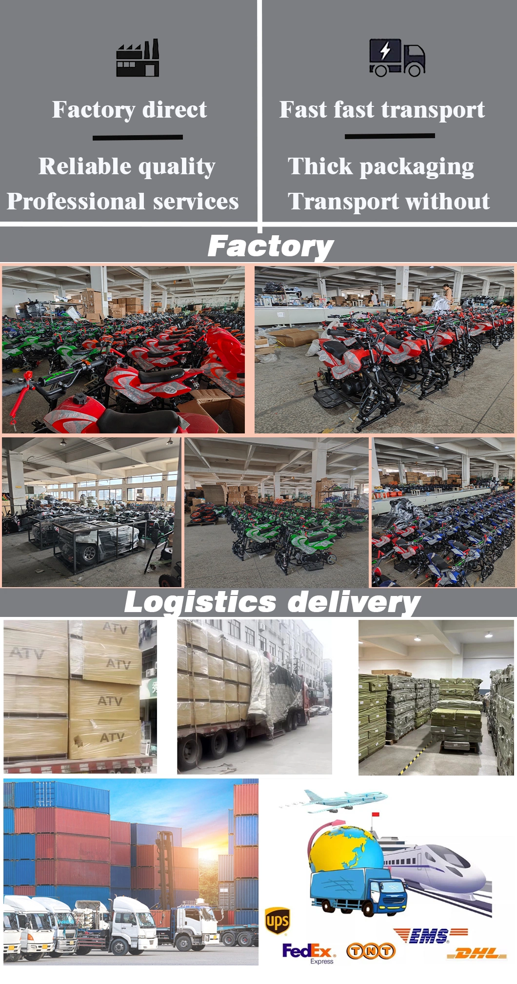 Agriculture Adult ATV Agriculture 250cc 200cc 150cc 1.5m Cargo Farm ATV