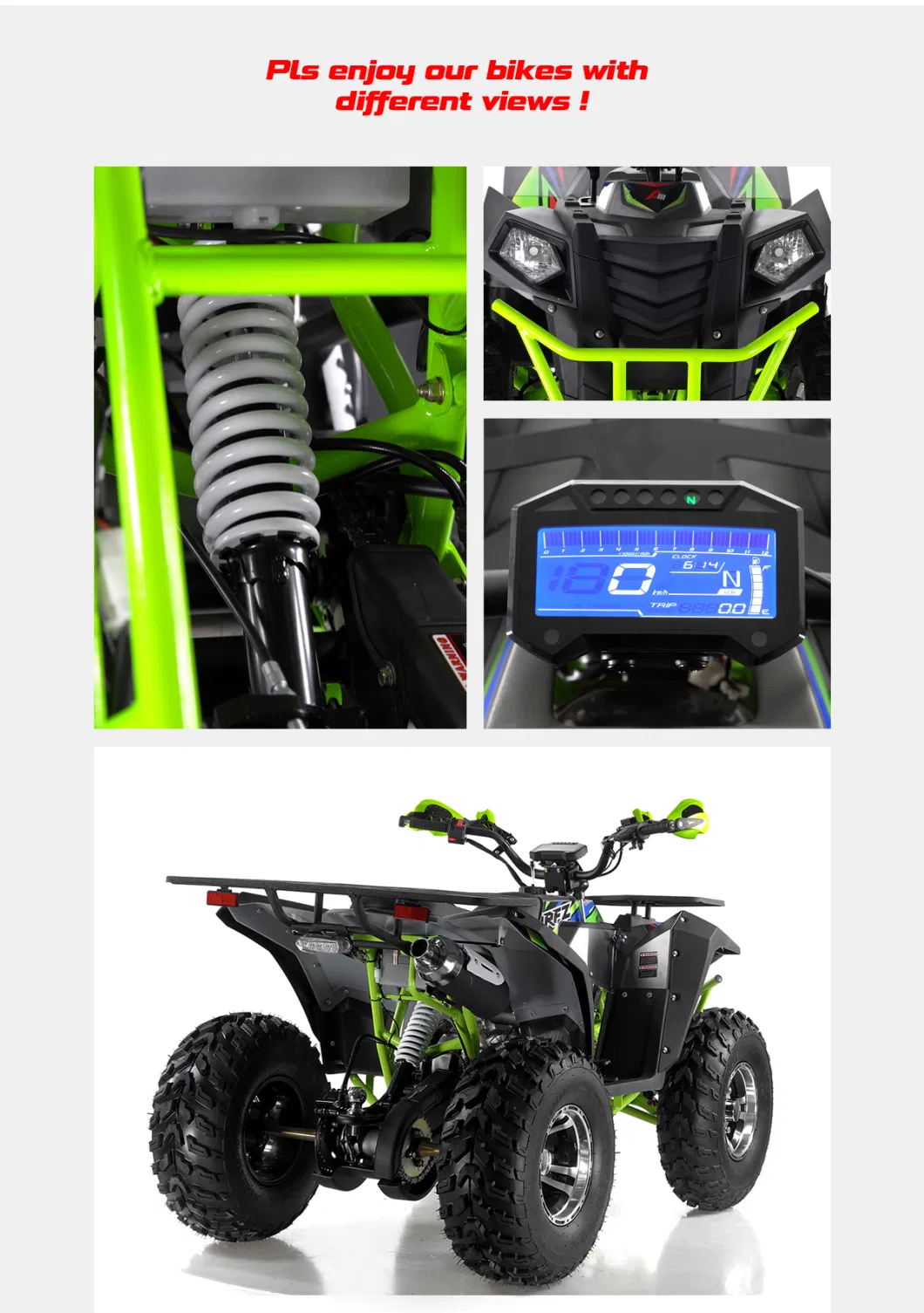 Apollo 200cc ATV, CVT Engine with Balance Shaft, 10 Inch Wheel, LCD Speedmeter Ktm ATV Electric ATV for Kids EEC ATV