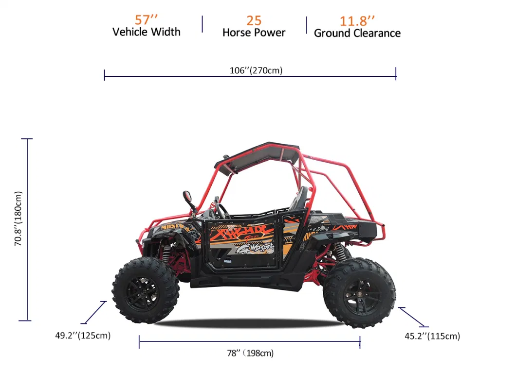 2 Seats Four Wheeler Adults 400cc off Road Sports Side by Side Utvs Atvs with EEC