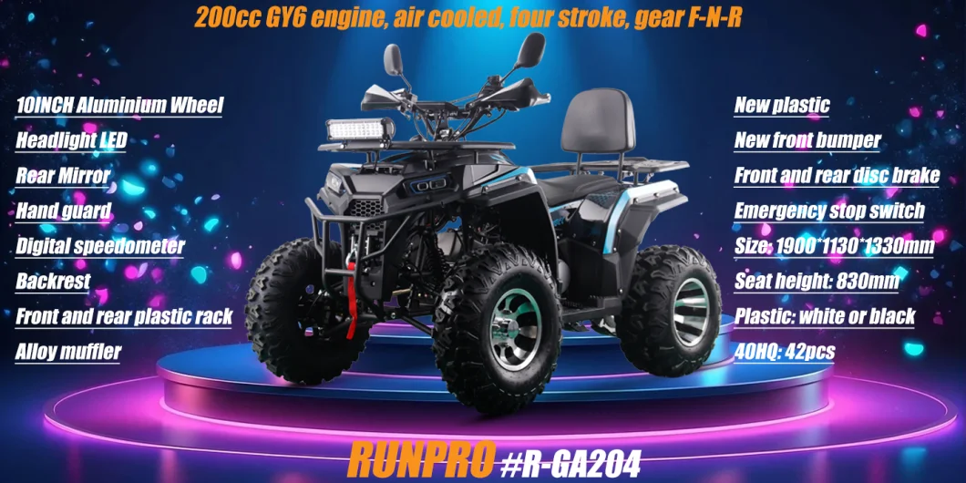 New Arrival 200cc Automatic ATV Farm Motor 4 Wheeler Gy6 200cc Engine Road/Cuatrimoto off-Road Motorcycle Gasoline Quad Bike