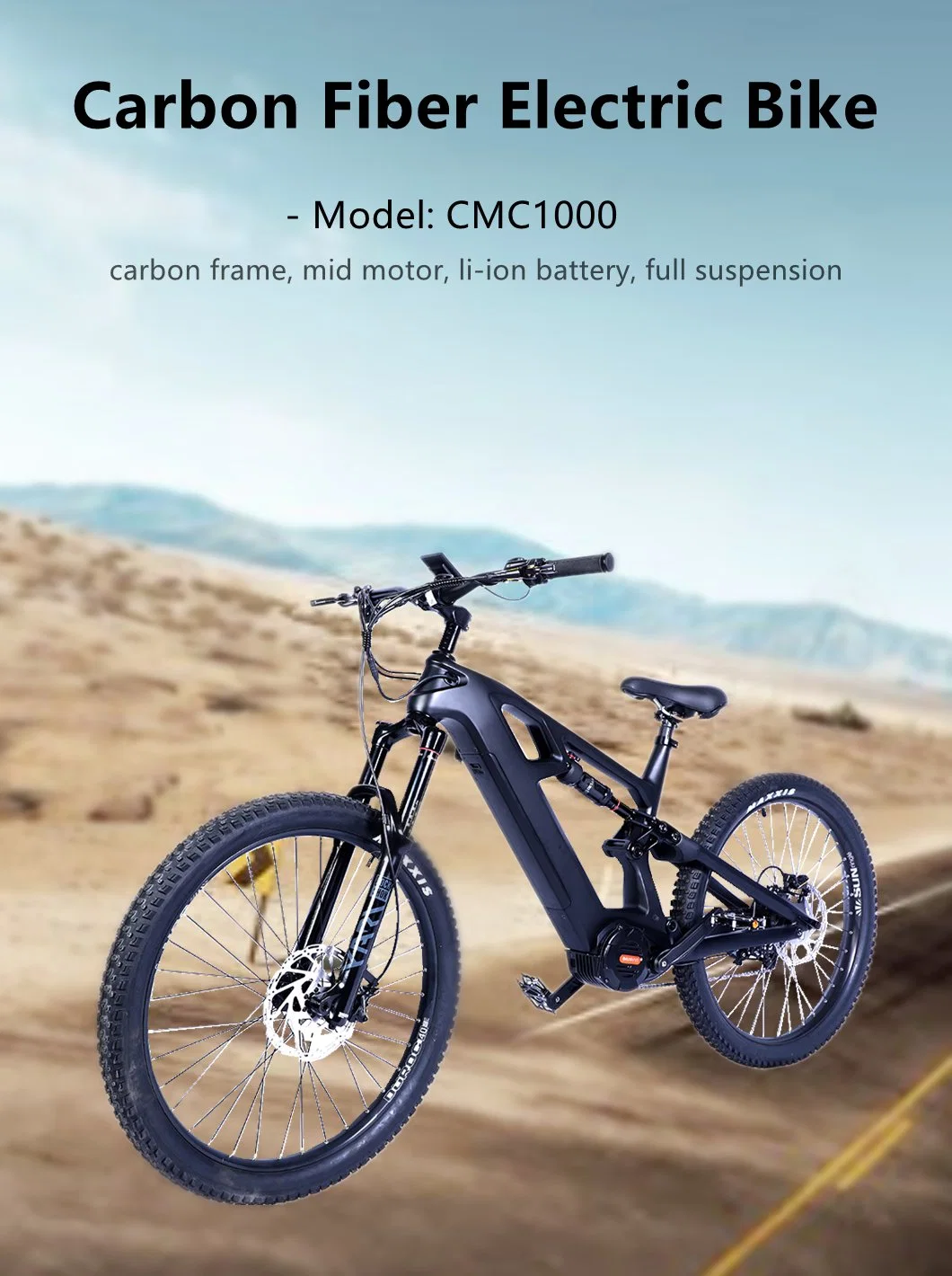 1000W MID Drive Motor 48V 17.5ah Lio Battery MTB E-Bike Carbon Fiber Hybrid Bicycle Mountain Forest Road City Electric Bike