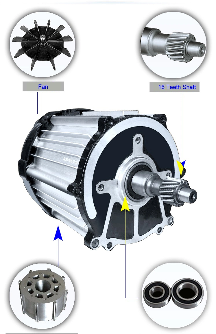 1000W-1800W 48V/60V/72V Brushless DC Differential Motor Kit for Electric Tricycle