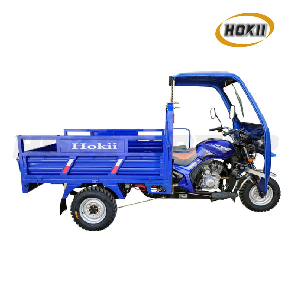 Hokii Manufacturer Good Quality Gasoline Cargo Tricycle Motos Three Wheeler with New Design Front Cabin for Sale