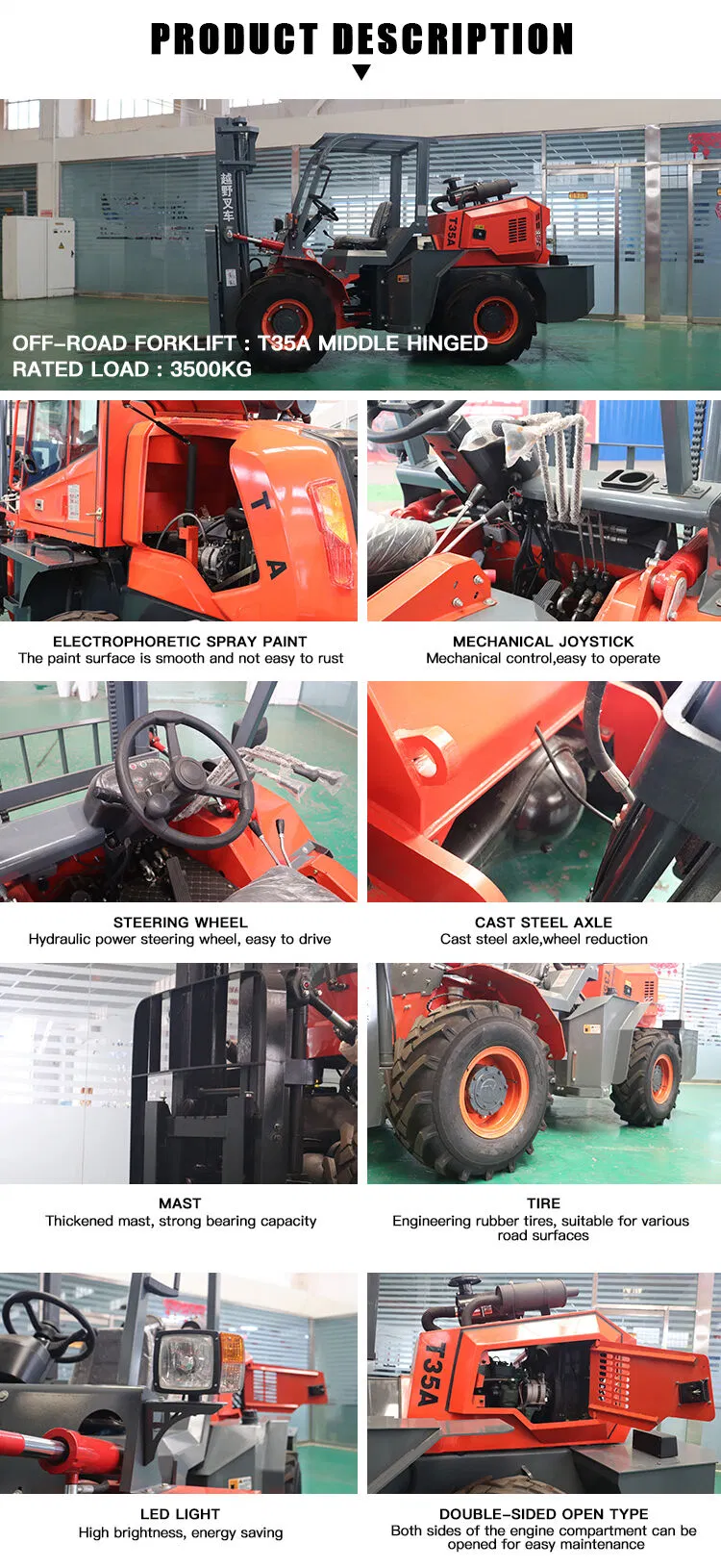3.5-Ton off-Road Forklift Four-Wheel Drive All-Terrain Made in China